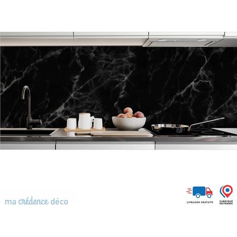 Crédence : Marbre de carrare noir - Alu composite - 60 - 120 (1/3)