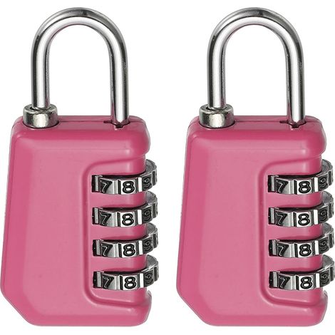 Lot de 2 cadenas à combinaison à 4 chiffres, étanche, pour salle de sport, bagages, maison, sport, rangement de moraillon, rose (1/5)