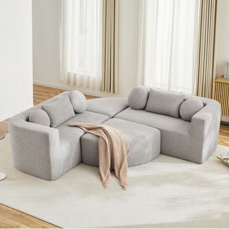 Modulares Schlafsofa 292x165x68 cm grau Chenille mit Schlaffunktion und ohne Montage (1/5)