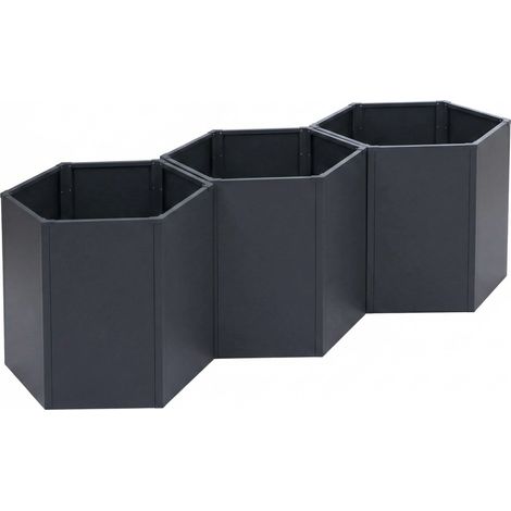 [JAMAIS UTILISÉ] Lot de 3 jardinières sur pied HHG-457, jardinières sur pied en métal pour légumes/plantes, bacs à fleurs, pots de fleurs en acier 77 x 264 x 100 cm, anthracite
