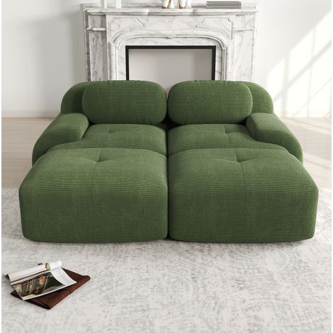 Sofá modular de salón en pana verde cómodo sin montaje OKMYHOME (1/5)