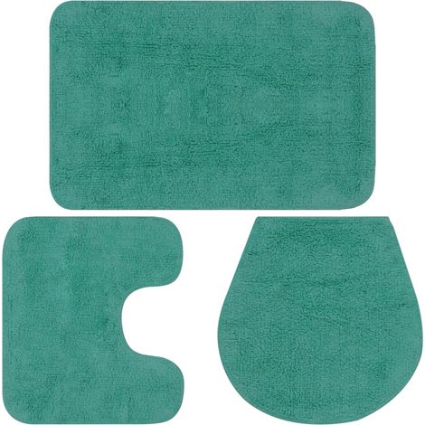Jeu de tapis de salle de bain 3 pièces tissu turquoise (1/5)