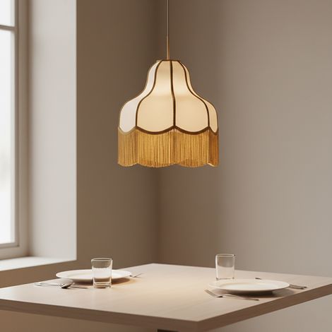 Lámpara de Techo Beige con Flecos Oro ,d40  Serie LIV (1/5)