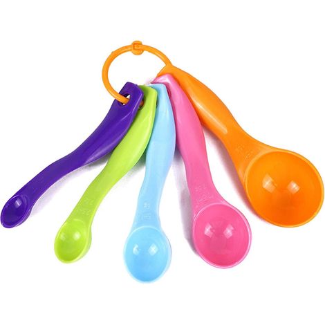 Cuillères doseuses, ensemble de 5 tasses et cuillères doseuses en plastique colorées, tasses doseuses de différentes tailles