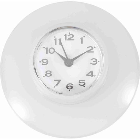 Horloge Murale Quartz Étanche Ventouse 8,6cm Plastique Blanc Décoration Salle de Bain Cuisine Facile à Installer (1/5)