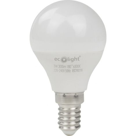 Ampoule LED globe opale E14 3W 270lm 6500K Ecolight (1/5)