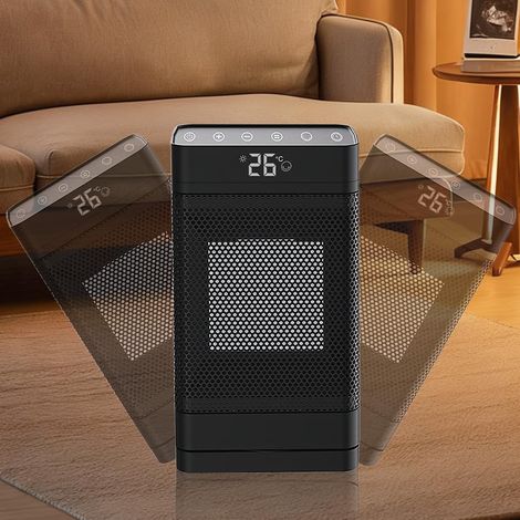 Chauffage d'appoint 1500W Radiateur Soufflant,chauffage Soufflant Radiateur Electrique 12H Minuterie 70° Oscillation pour Maison Bureau (1/5)