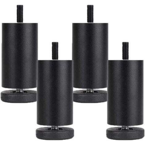 4er-Set verstellbare Möbelbeine, runde Möbelbeine aus Aluminiumlegierung, für Tisch, Sofa, Bett, Schwarz (10 cm)