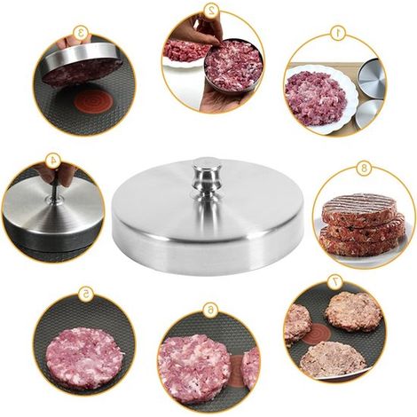 Pressa per prosciutto in acciaio inox per hamburger perfetti (argento) (1/5)