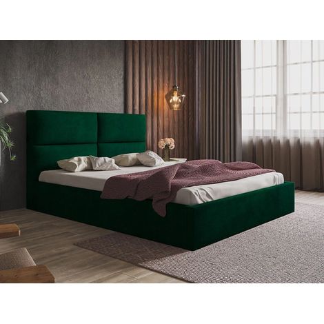 Lit rembourré avec rangement 120x200 velours vert Marad (1/5)