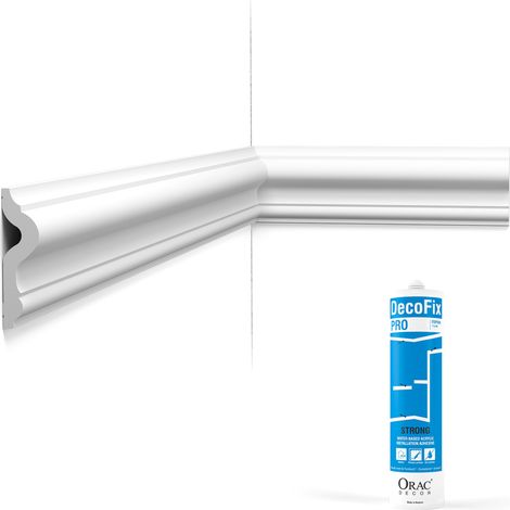 Pack 10 mètres Cimaise murale PX202 avec colle - Orac x Cimaises-et-plus - 7,5 x 2 x 200cm (h x p x L) - moulure décorative polymère (1/5)