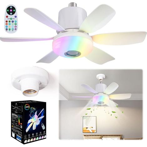 47 cm Deckenventilator mit dimmbarer RGB-Beleuchtung und Fernbedienung – 3 einstellbare Geschwindigkeitsstufen, Timer, bürstenloser Gleichstrommotor [Klasse A]