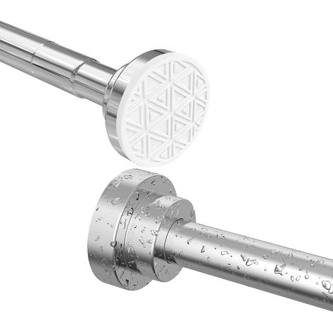 Barre Rideau Douche Extensible Tringle Rideaux Sans Perçage Perche Télescopique en Acier Inoxydable 304, Antidérapant & Ne Rouille Jamais pour Fenêtres, Penderie, Porte (Argent, 48-133cm)