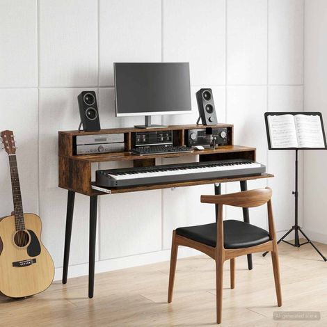 vidaXL Studio Desk Smoked Oak 152 x 42.5 x 36 cm Engineered Wood (1/5)