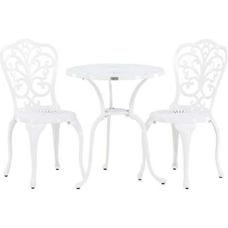 Ensemble Table de Jardin & 2 Chaises "Nandin" 88cm Blanc