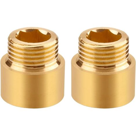 Lot de 2 rallonges de robinet - 1/2" x 15 mm - Rallonge filetée DN15-1/2" IG x 1/2" AG - Raccord d'extension en laiton 15 mm - Rallonge de raccordement pour eau potable et installation de chauffage