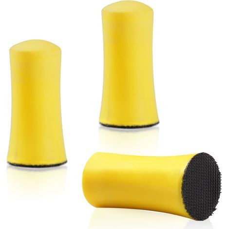 Lot de 3 blocs de ponçage à la main de 2,5 cm, mini crochet et boucle de ponçage pour la restauration de meubles en bois, le polissage de la maison et de la voiture (jaune) (1/5)