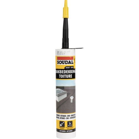 Soudal – Mastic de fixation bitumeux pour toiture – Colle pour plaques isolantes – Jointoyage et colmatage de fissures – Environnement humide (1/5)