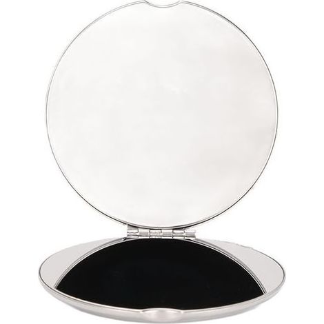 Miroir de poche double face pliable en acier inoxydable, petit miroir de sac à main portable et compact pour les voyages, rond (1/5)