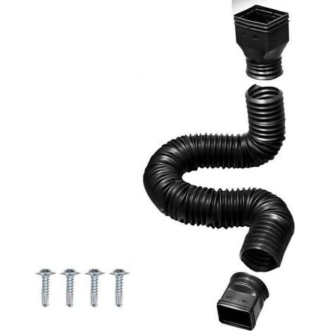 Dachrinnenverlängerung, ausziehbare flexible Dachrinnenverlängerung, Regenwasserablaufverbinder, ausziehbar von 20 bis 59 Zoll, mit 4 Schrauben (Schwarz) (1/5)