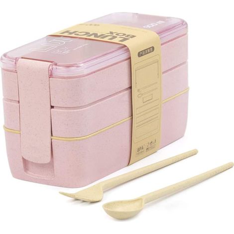 Biologisch abbaubare Lunchbox mit 3 Fächern, auslaufsicher, mikrowellengeeignet, BPA- und plastikfrei