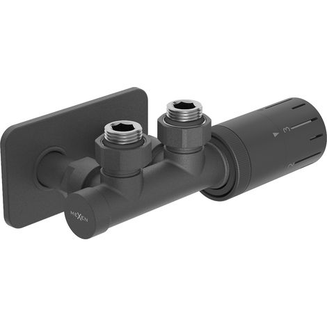 Mexen G05 conjunto termostático angular con cubierta S, Duplex, DN50, antracita - W907-958-910-66 (1/3)
