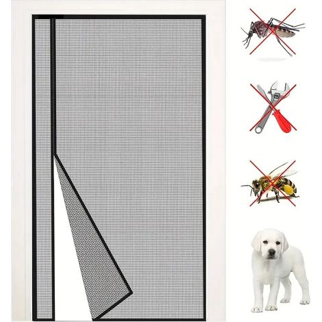 Moustiquaire pour porte latérale – Rideau d'été magnétique Anti chats insectes. . 90 x 210 cm 210 cm 90 x Gris (1/5)