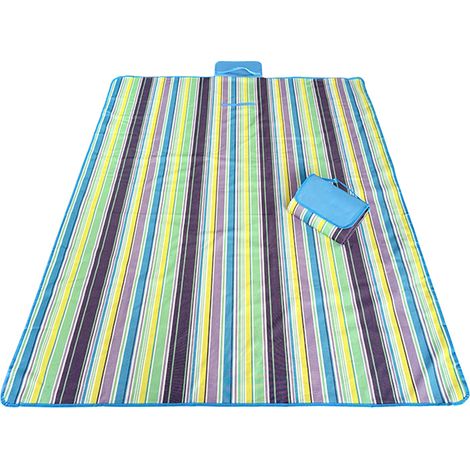 Couverture de pique-nique extra large 200x200cm, hydrofuge et durable, motif à rayures (1/5)