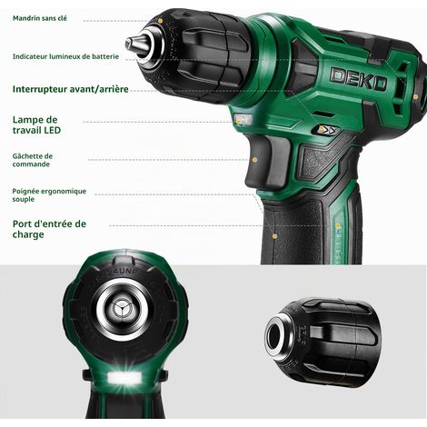 Perceuse Visseuse Sans Fil 42 Accessoires - Perceuse-visseuse 8V Vert,avec 10MM Porte-Forets,LED Lumière,Câble de Charge Type C,pour le vissage,le perçage des surfaces en bois, bricolage (1/5)