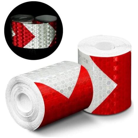 Ruban de signalisation réfléchissant 50 mm x 3 m – PVC étanche avec motifs en nid d'abeille – Haute intensité pour sécurité routière – Lot de 2 (1/4)