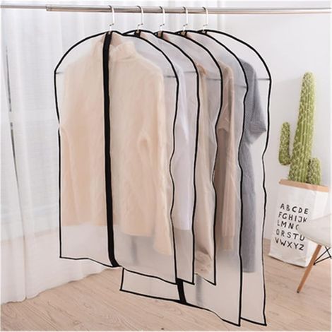 Lot de 3 Housses de Vêtements avce Zip, Anti Poussière Etanche Mite Humidité, Anti-Poussière Housses de Protection Transparentes, 60x100cm