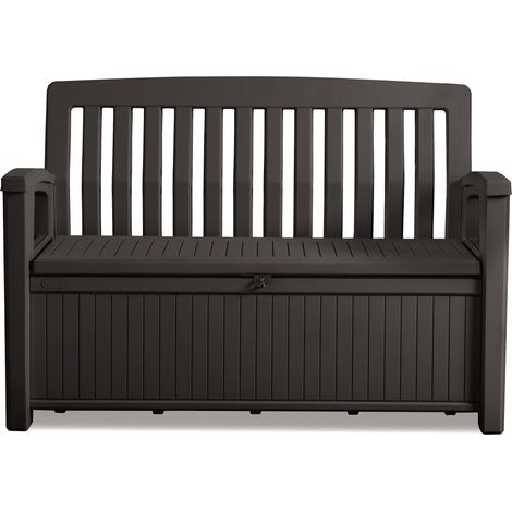 Keter Patio Bench panchina baule cassapanca esterno in resina effetto legno 227L color GRAFITE (1/10)