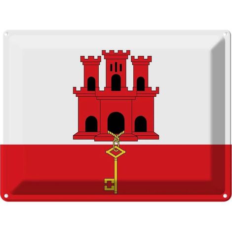 Plaque métallique 30x40 cm Drapeau et armoiries de Gibraltar (1/5)