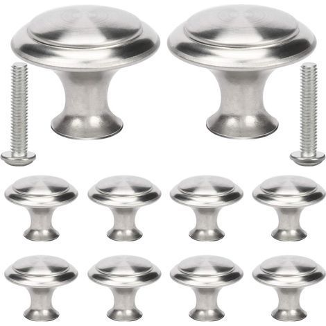 Argent 10Pcs Poignée Petit Manipuler Tiroir Acier Bouton pour meuble Joli Alliage Zinc Portes Tiroirs Penderie Relooking Vieille Cuisine Placards Hommes Femmes (1/5)