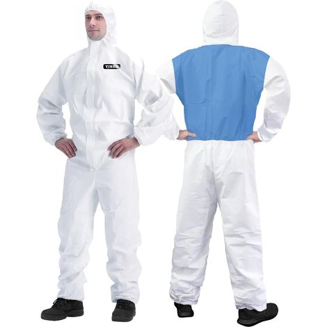 Combinaisons de Protection Jetables Hazmat Combinaisons de Protection Complète en 7 Tailles avec Multiples Spécifications (1/5)