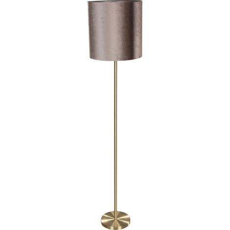 Floor Lamp Brass with Velvet Shade Taupe 50cm - Simplo (1/3)