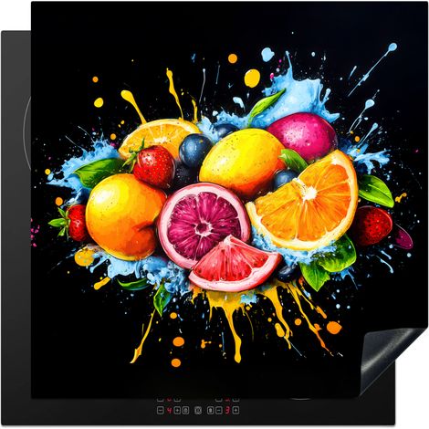 PROTEZIONE PER PIANO COTTURA A INDUZIONE Frutta - Graffiti - Colorato - Arancione - Fragola - Astratto 78x78