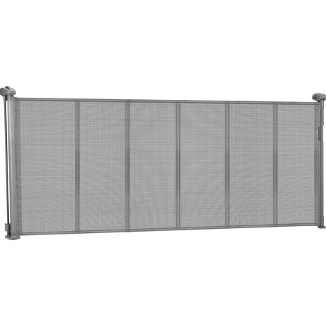 Barrière de sécurité rétractable, hauteur 870 mm, s'étend jusqu'à 1800 mm, pour enfants et animaux, en maille, installation facile, escaliers intérieurs, portes, couloirs, salles de jeux, gris (1/5)