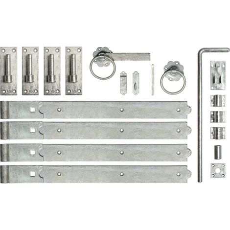 24 Inch Double Gate Fittings Set Hook & Band Hinge, Latch, Drop Bolt - Galvanised