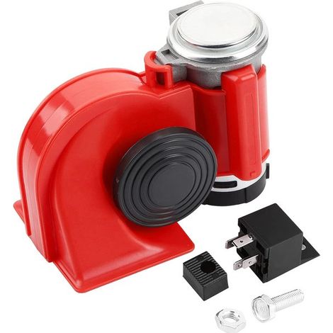 Adecuado para bocina de doble tono, bocina de aire eléctrica súper potente, sirena de bomba eléctrica, coche, 12V universal, aluminio y ABS, rojo