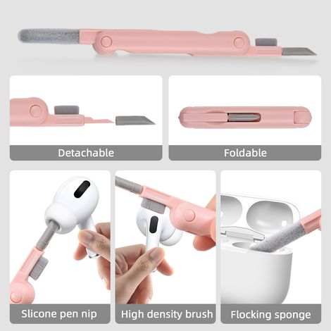 Kit de nettoyage électronique multifonctionnel comprenant une brosse de nettoyage pour appareils photo, objectifs, écouteurs, téléphones, claviers, ordinateurs portables, tablettes et écrans d'ordinat (1/2)