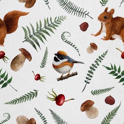 Tissus décoratifs d'extérieur Oxford - motif écureuil et oiseau (1/5)