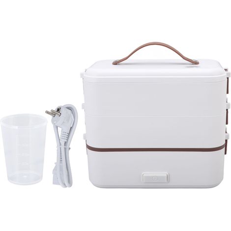 Boîte repas chauffante 1,2 L 3 compartiments, acier inoxydable PP qualité alimentaire, poignée silicone, électrique pour bureau voyage prise UE 220V