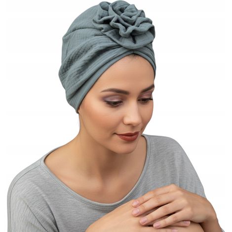 Klassischer Turban aus Baumwollmusselin mit Rosenmuster (022) – Komfort und Stil (1/5)