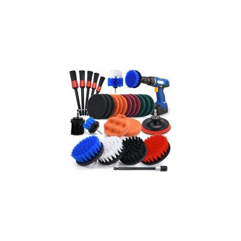 Brosse Perceuse Nettoyage Rotative 28PCS pour Voiture, Jantes, Baignoire, Carrelage, Cuisine, Canapé, Coins et Barbecue