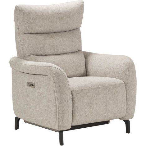 Fauteuil relax électrique tissu beige chiné - VARENNE (1/5)