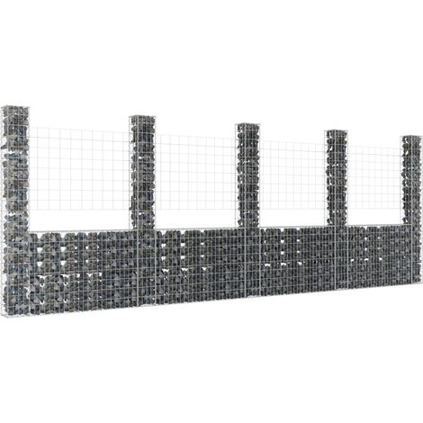 Panier de gabion en forme de U avec 5 poteaux Fer 500x20x200 cm (1/5)