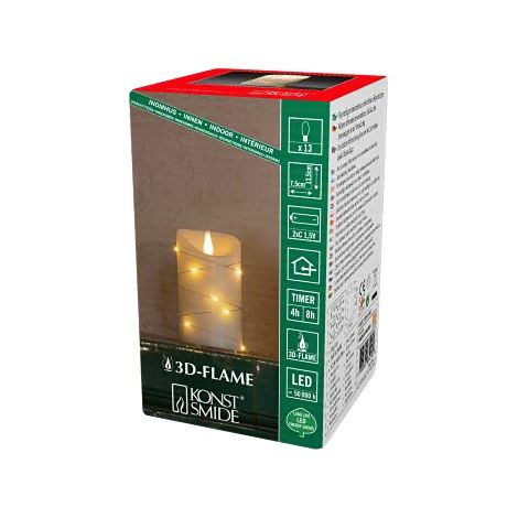 Konstsmide Candele grandi a batteria, funzionamento a batteria, senza fiamma, in vera cera color avorio, con funzione timer da 4 o 8 ore, 13,5 x 7,5 cm, candela LED bianca calda, 1834-180 (1/4)