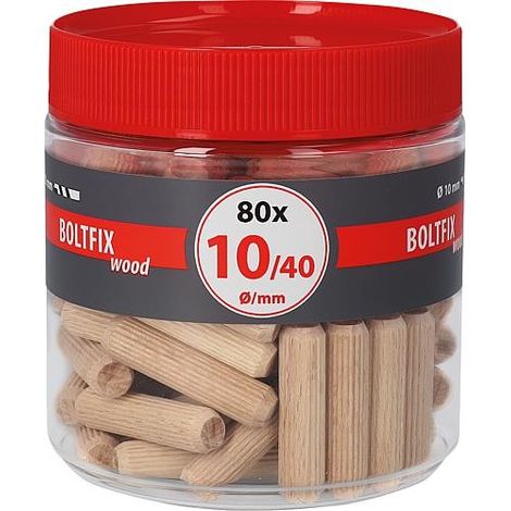 Holzdübel TOX Boltfix wood 10x40 mm, RiffeldUbel massive Buche VPE: 80