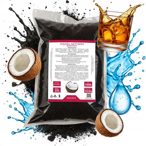 CARBÓN ACTIVADO DE COCO 25L/12.5KG PARA FILTRACIÓN, PURIFICACIÓN Y DESTILACIÓN